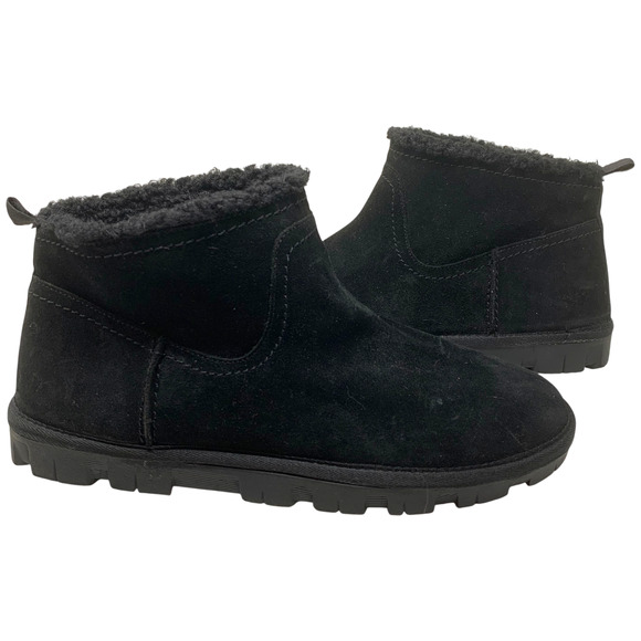 NEW Lucky Brand Dweller Black Suede Faux Shearling Ankle Booties Boots Sz 9 NWOB - Picture 2 of 9